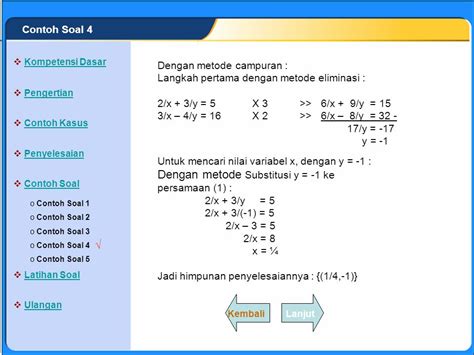 Contoh Soal Cerita Spldv Metode Campuran Dan Penyelesaiannya