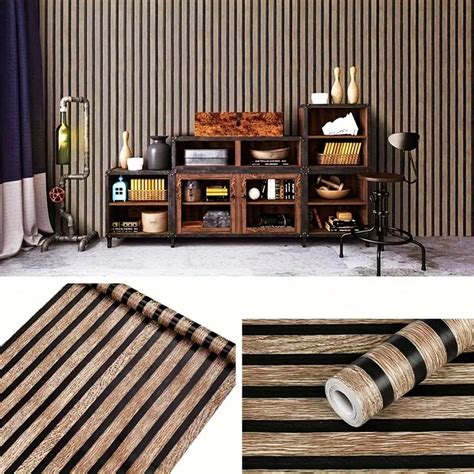 Bhw Wallpaper Wood Flute Design Pvc Waterproof Self Adhesive Wall Decor