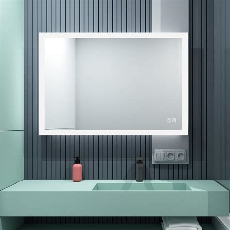 Miqu 600 X 500 Mm Illuminated Bathroom Mirror With Led Light Touch Sensor And Anti Fog Demister3