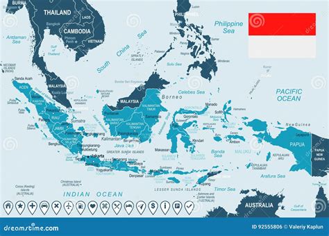 Indonesia Map And Flag Illustration Stock Illustration