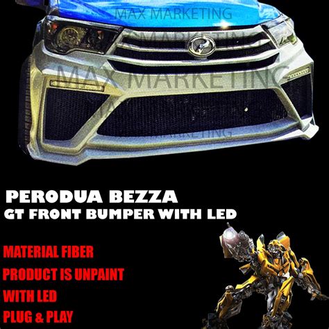 B1643 FIBER PERODUA BEZZA FRONT BUMPER WITH DAYLIGHT LED GT FIBER