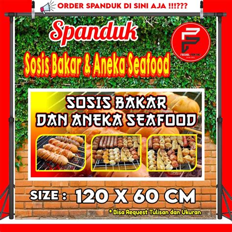 Jual Spanduk Sosis Bakar Spanduk Aneka Sate Seafood Banner Warung