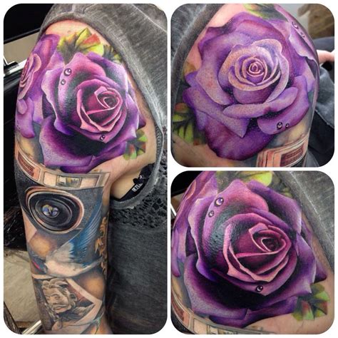 Stunning Purple Rose Tattoo Purple Rose Tattoos Rose Tattoos For