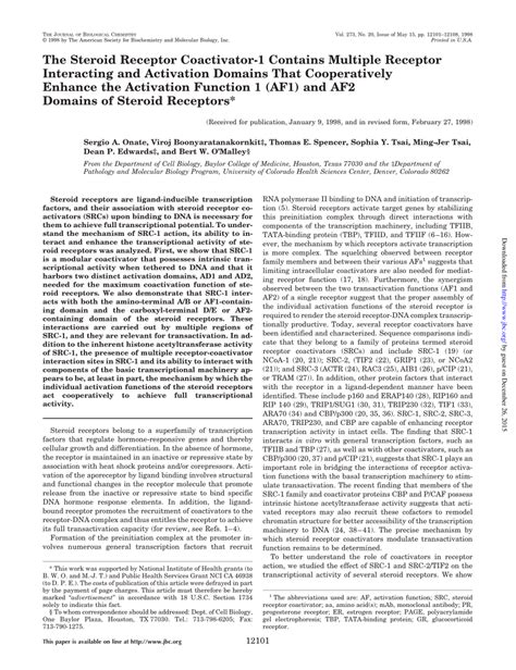 Pdf The Steroid Receptor Coactivator 1 Contains Multiple Receptor