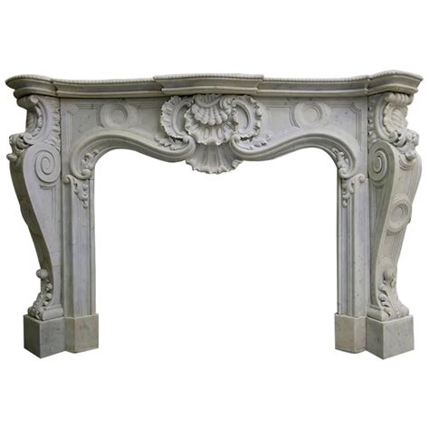 Large French Antique Louis Xv Carrara Marble Fireplace Mantel For Sale