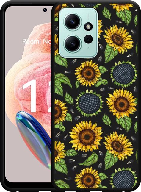 Cazy Hoesje Zwart Geschikt Voor Xiaomi Redmi Note G Sunflowers Bol