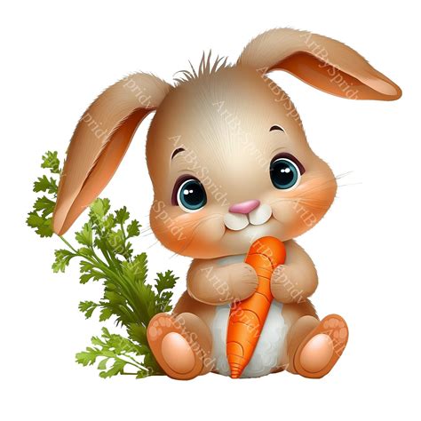 Baby Bunny With Carrot Png Cliparttransparent Animal Lover Print Kids