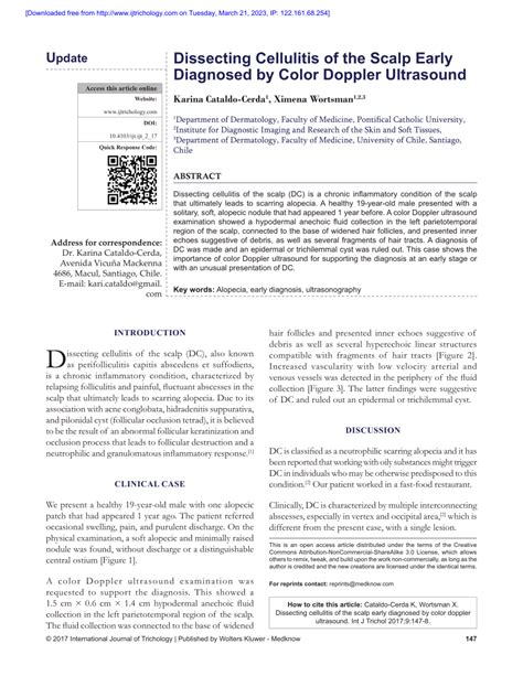 Pdf Dissecting Cellulitis Of The Scalp Early Diagnosed By Color Doppler Ultrasound