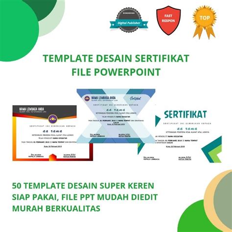 Jual 50 Template Desain Sertifikat Piagam Format Powerpoint Design