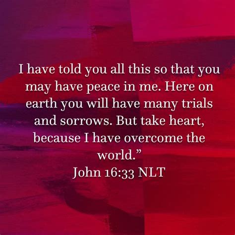 John 1633 I Have Told You All This So That You May Have Peace In Me