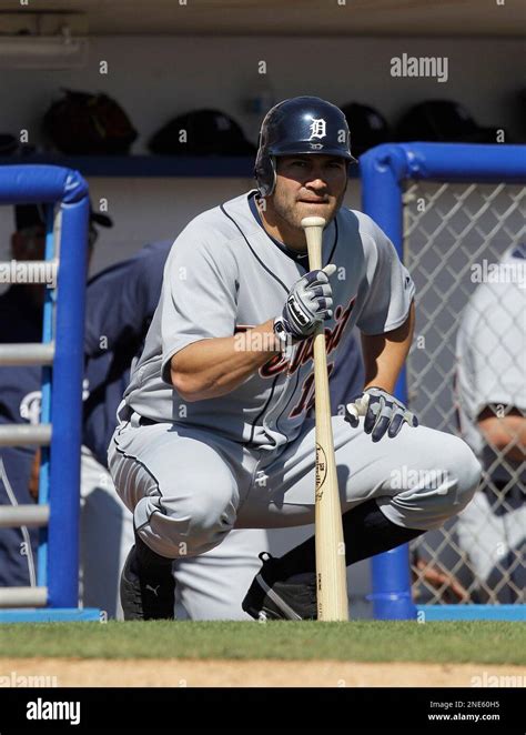 Detroit Tigers Johnny Damon Waits On Deck During A Spring Training