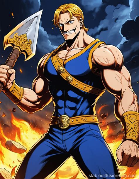 Escanor Holding Big Axe In Dynamic Pose Stable Diffusion Online