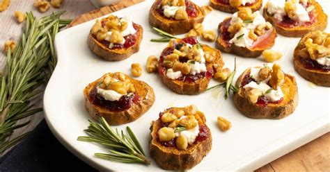 Sweet Potato Appetizer With Cranberry Sauce And Walnuts Eat Mediter