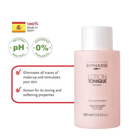 BYPHASSE GENTLE TONING LOTION WITH ROSE WATER ALL SKIN TYPE 500ML