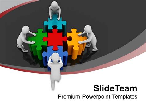 Team Pushing Colorful Puzzles Teamwork Powerpoint Templates Ppt Themes And Graphics 0213 ...