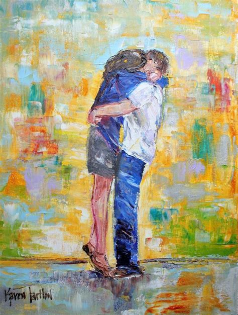 Custom Original Oil Painting Romance Couple In Love Wedding Palette