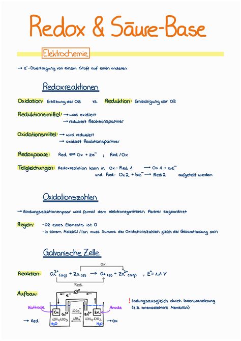 Redox und Säure Base Reaktionen Allgemeine Chemie Studocu