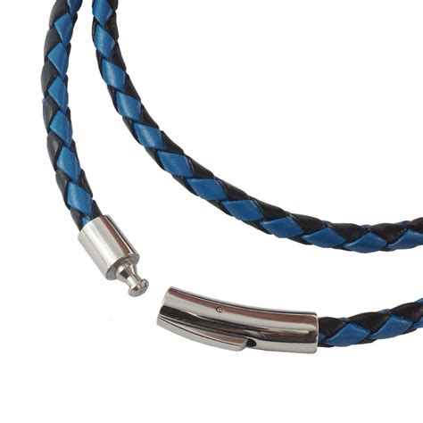 Lederkette Lederband Herren Halskette Schwarz Blau 17 100 Cm Lang