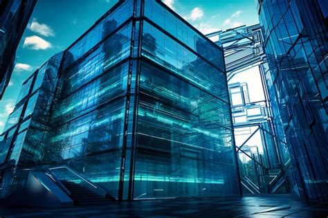 Premium Ai Image A Modern Blue Office Building Representing A Future