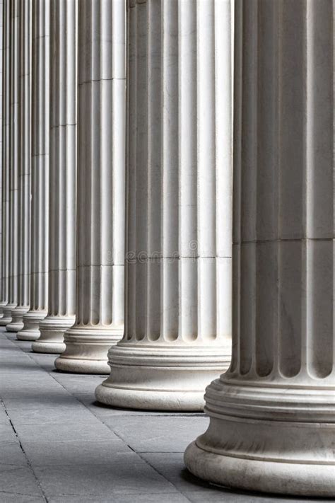 Fragment Of A Greek Stone Column Close Up Stone Column Stock Photo