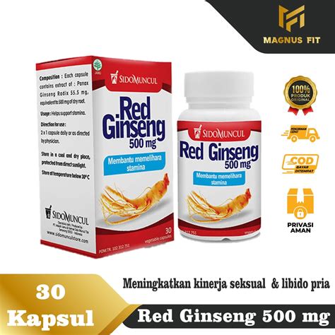 Jual Kapsul Red Ginseng Sidomuncul Ekstrak Ginseng Merah Booster Kuat