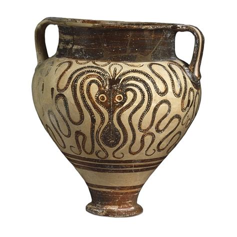 Mycenaean Vase Decorated With An Octopus Illustration Ancient