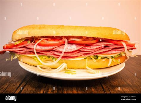 Salami Sub Sandwich Stock Photo Alamy