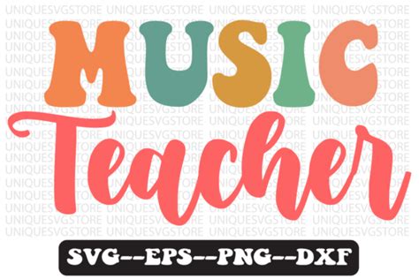 Music Teacher Groovy Retro Svg Design Graphic By Uniquesvgstore · Creative Fabrica