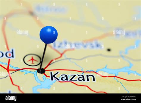 Kazan pinned on a map of Russia Stock Photo - Alamy