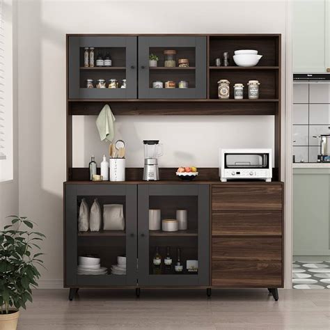 FUFU GAGA Walnut Color Wood Storage Cabinet W Buffet 44 OFF