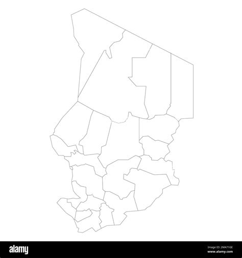 Politische Karte Der Verwaltungsabteilungen Im Tschad Stock