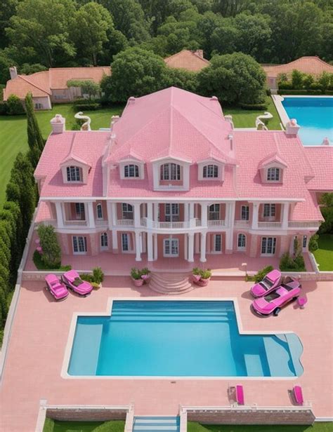 Premium AI Image | Lluxurious Barbie Pink mansion with sparkling pool ...