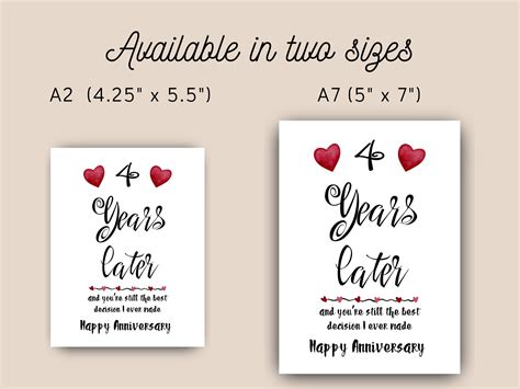 4th Anniversary Card, Four Year Anniversary Gift for Husband or Wife, 4 ...