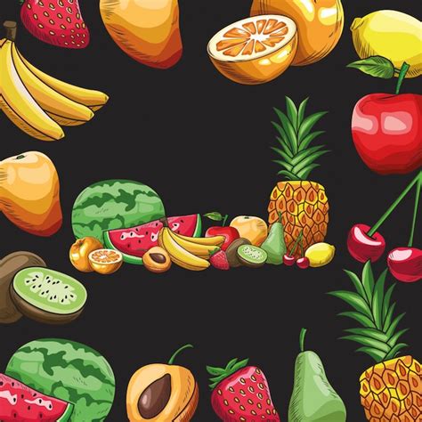 Frutas Dibujadas A Mano Vector Premium