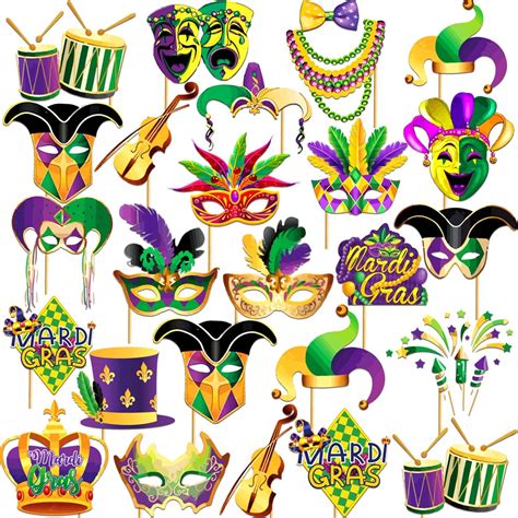 Amazon 20Pcs Mardi Gras Photo Booth Props Masquerade Props Mardi