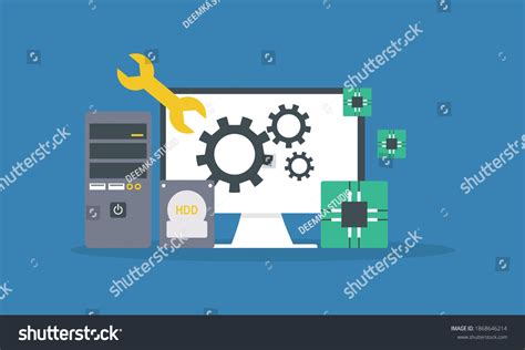 Flat Computer Engineering Concept Best Logo Stock Vector (Royalty Free ...