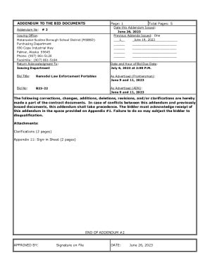 Fillable Online ADDENDUM TO THE BID DOCUMENTS APPROVED BY Fax Email