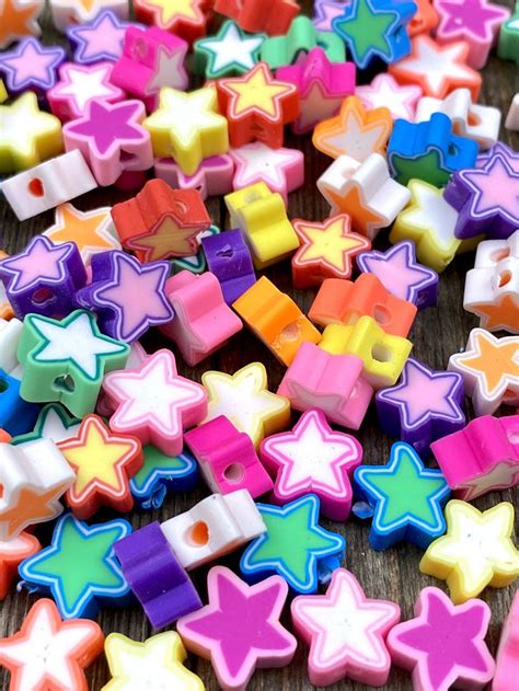 Polymer Clay Beads Multicolor Vinyl Star Shape Spacer Non Rusty DIY