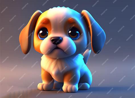 Premium Ai Image 3d Cute Baby Dog