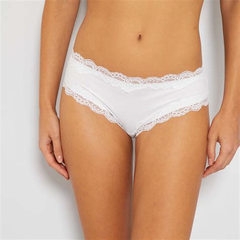 Tanga Micro Et Dentelle Lingerie Du S Au Xxl Blanc Kiabi