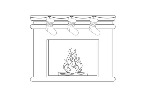 Christmas Fireplace Outline Icon Vector By Printables Plazza