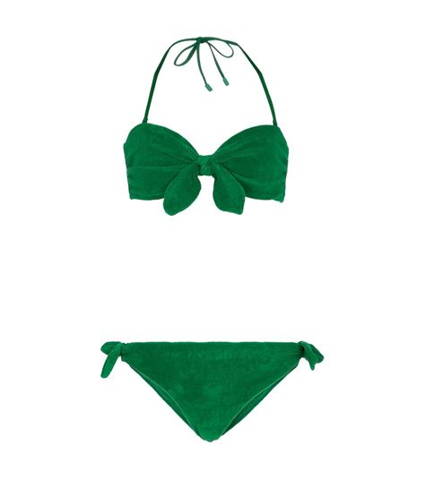 Buy Zimmermann Teddy Self Tie Terry Bandeau Bikini Green At Off