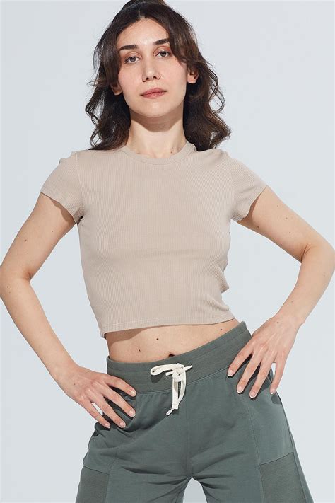 Comm Ci Skye Nude Bisiklet Yaka Ribanalı Kısa Kollu Örme Crop T shirt Fiyatı Yorumları