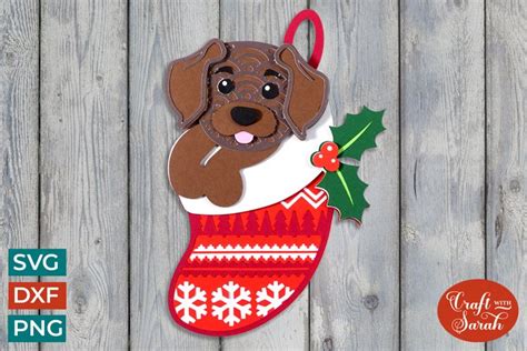 Christmas Dog Svg Christmas Puppy Stocking Layered Svg