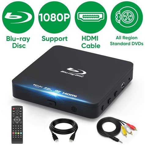 Region-Free Compact Blu-Ray DVD Player for TV with HDMI, Mini 1080P for ...