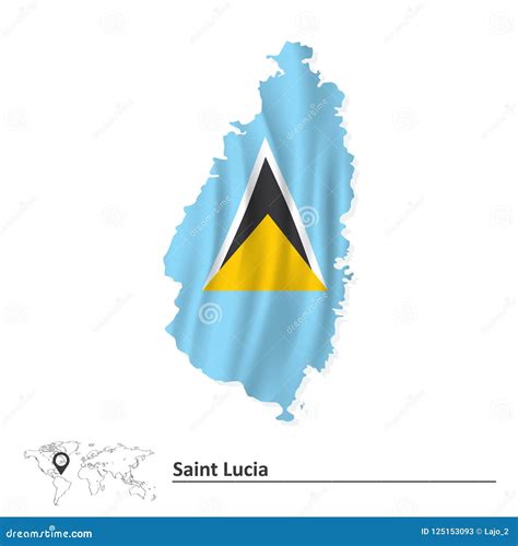 Map of Saint Lucia with Flag Stock Vector - Illustration of island ...