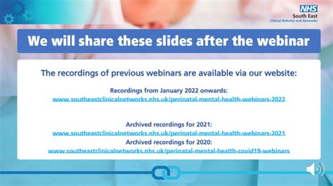 A Series Of Perinatal Mental Health Service Webinars For 2022 And 2023