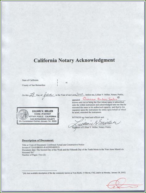 Printable Notary Forms California