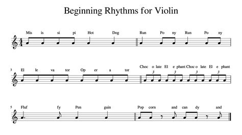 Beginning Rhythms For The Violin With Sheet Music — Meadowlark Violin