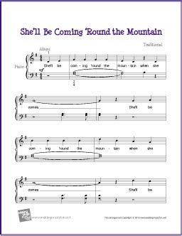 She'll Be Coming 'Round the Mountain | Free Easy Piano Sheet Music